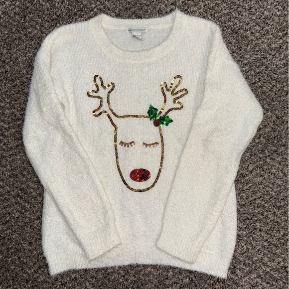 Women’s white rudolph Christmas sweater - Picture 1 of 8